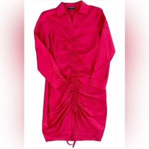 18 Centimeters Collared Ruched Red Dress